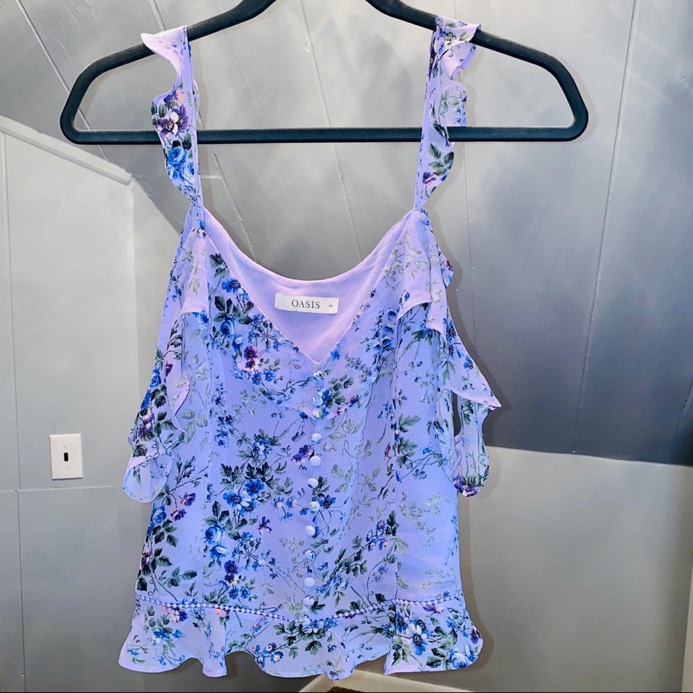 OASIS Ditsy Ruffle Cami Top - Picture 4 of 8